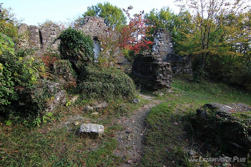 Поросшие плющом фрагменты рухнувшей южной стены храма.